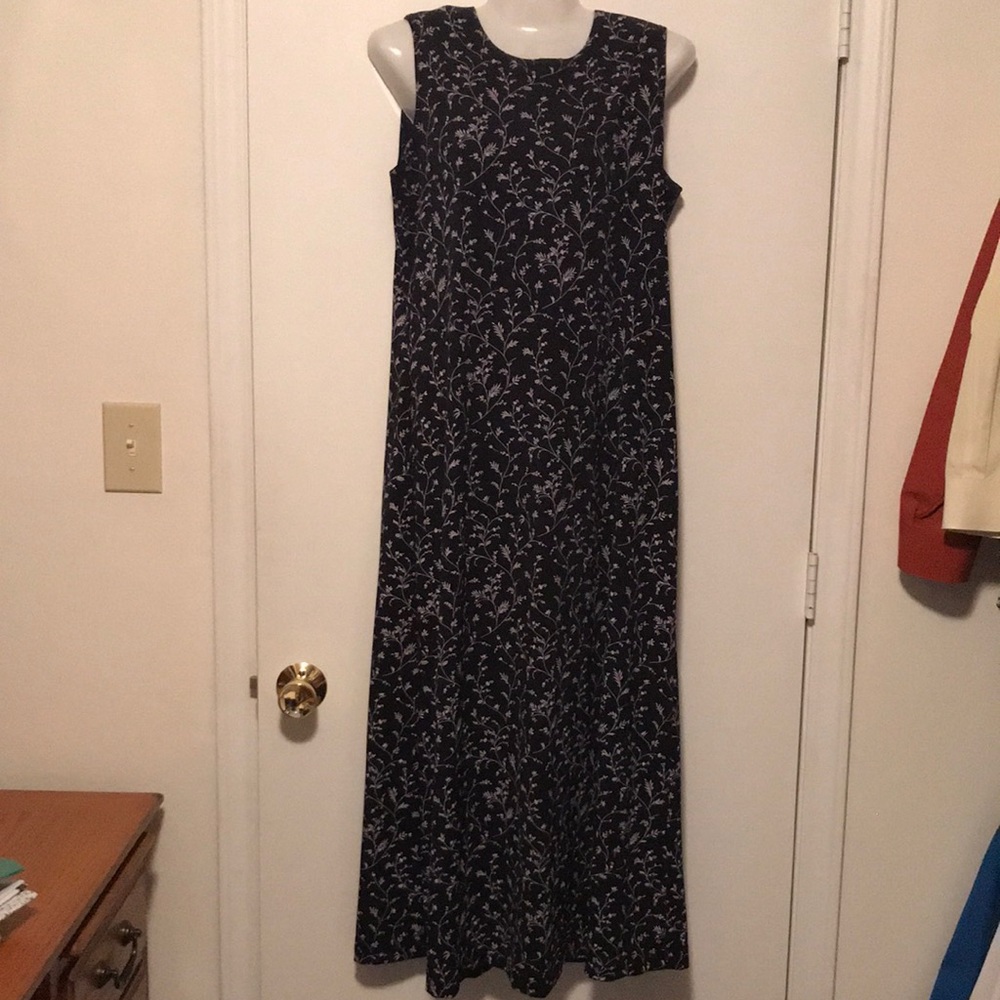 Black with white flowers long dress